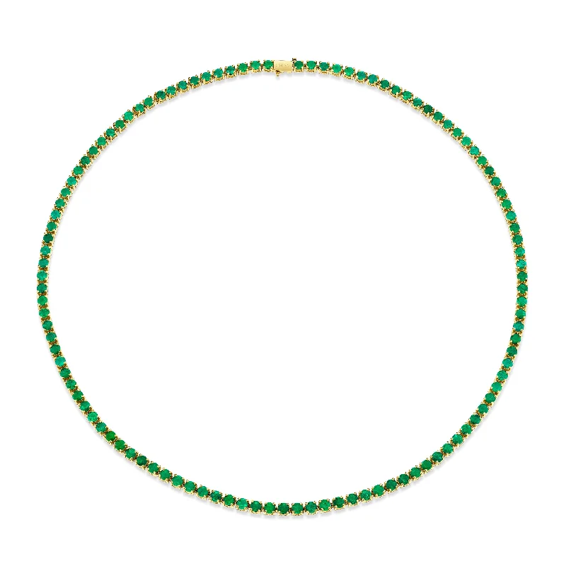 Adjustable Crystal Necklace-MEN'S EMERALD ROUND TENNIS NECKLACE, 22IN