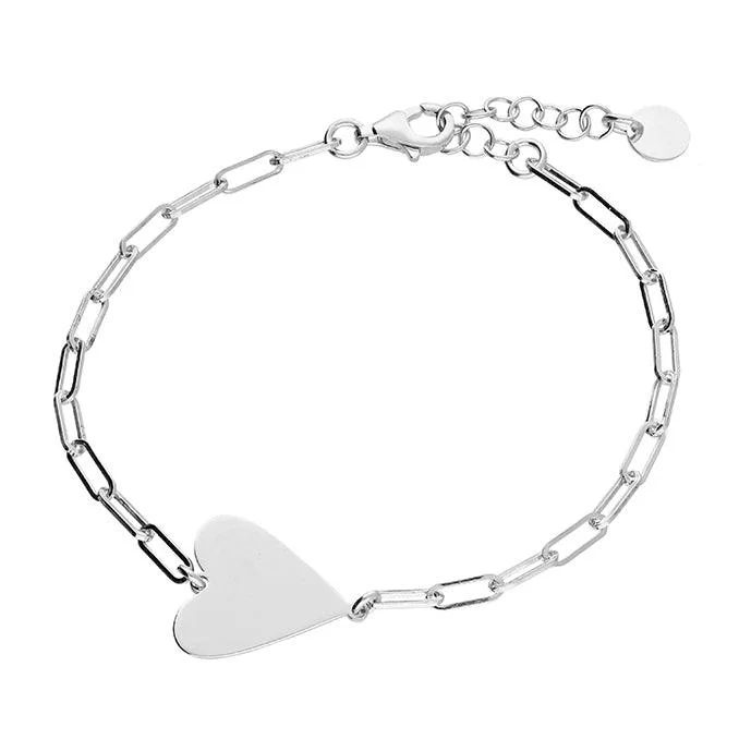 Handcrafted Designer Bracelet-Silver Chain Link Heart Bracelet