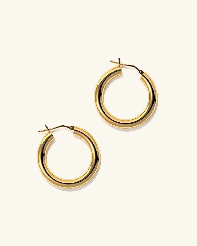 Long Gold Earrings-LOLA HOOP EARRINGS・MEDIUM