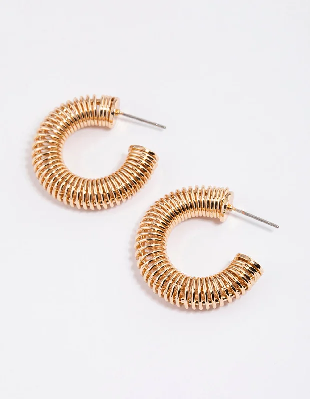 Geometric Drop Earrings-Gold Spring Circle Hoop Earrings