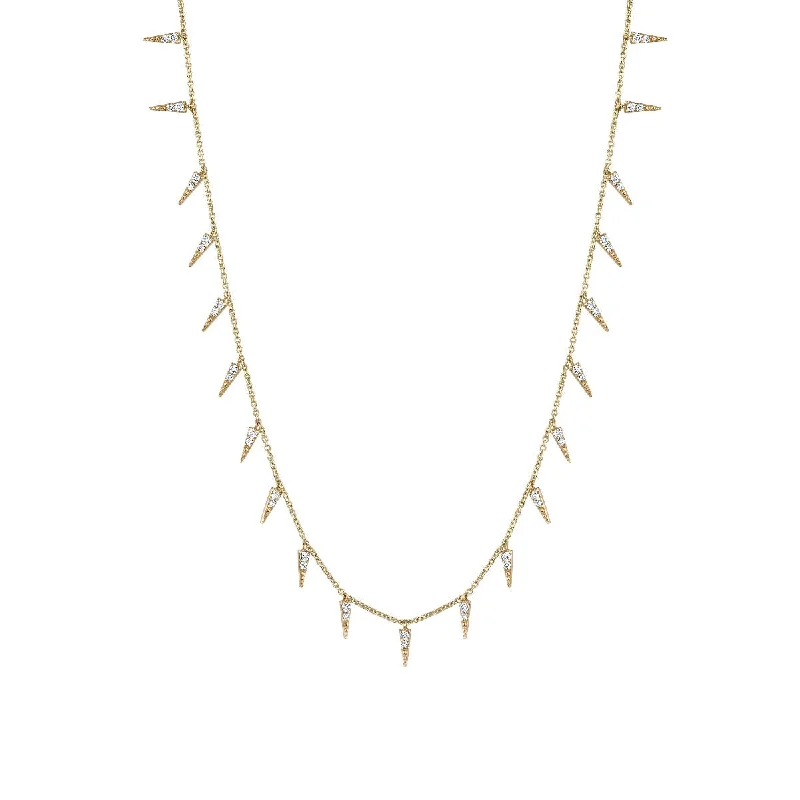 Simple Gold Choker Necklace-Gold & Diamond Large Fringe Necklace