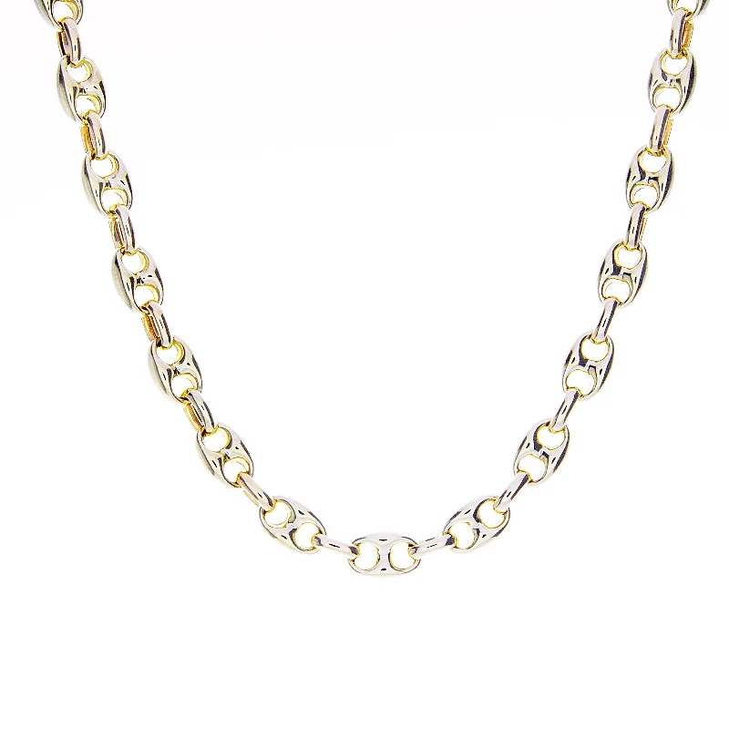 Long Silver Necklace-Gold Mariner Necklace