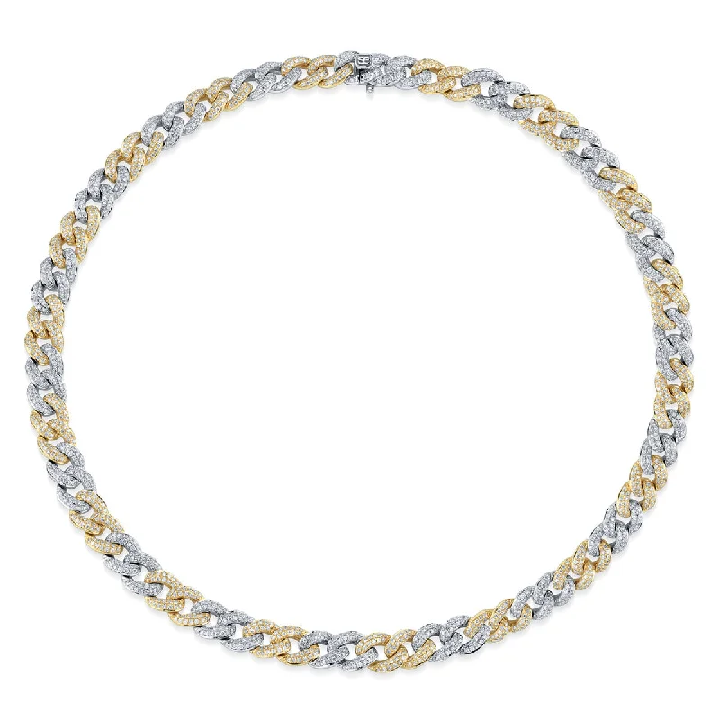 Multi-Layer Necklace for Women-Two-Tone Gold & Small Diamond Link Necklace