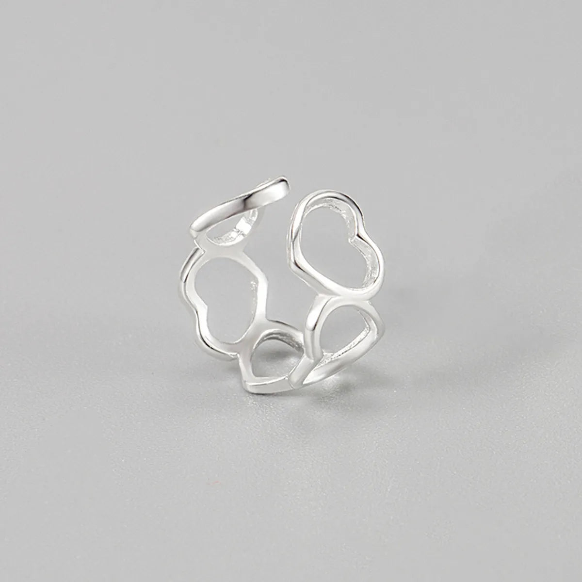 Silver Stackable Rings-Korea S925 Sterling Silver Hollow Love Ear Bone Clip Simple No Pierced Ear Clip