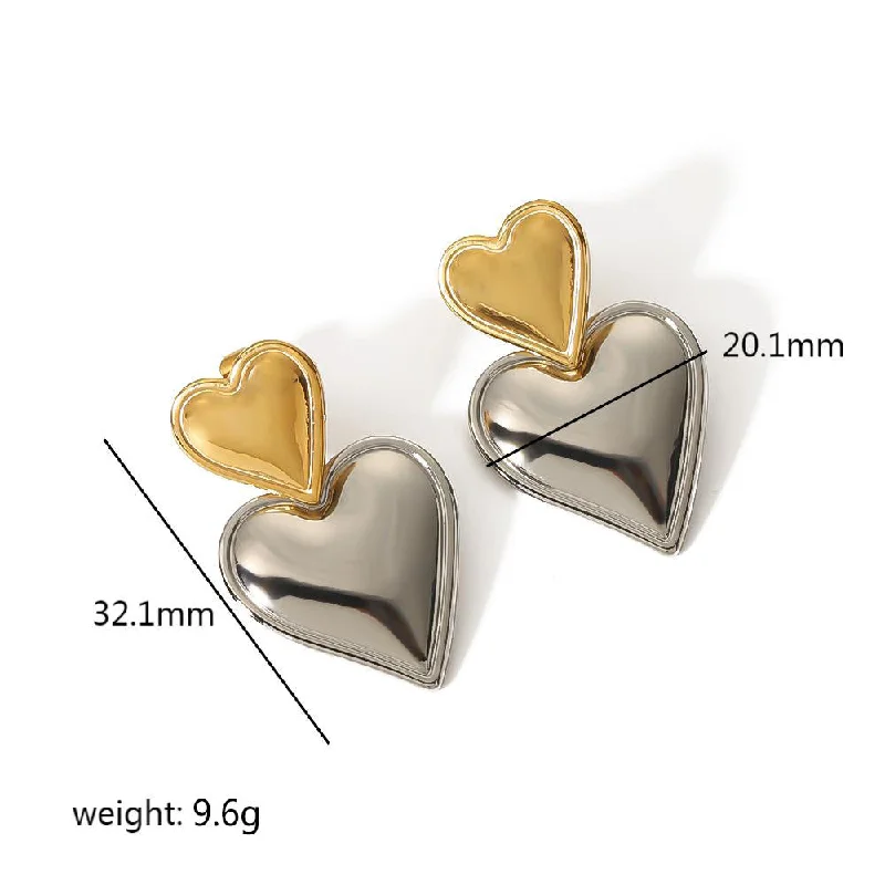 1 Pair Sweet Heart Shape Plating Stainless Steel Drop Earrings