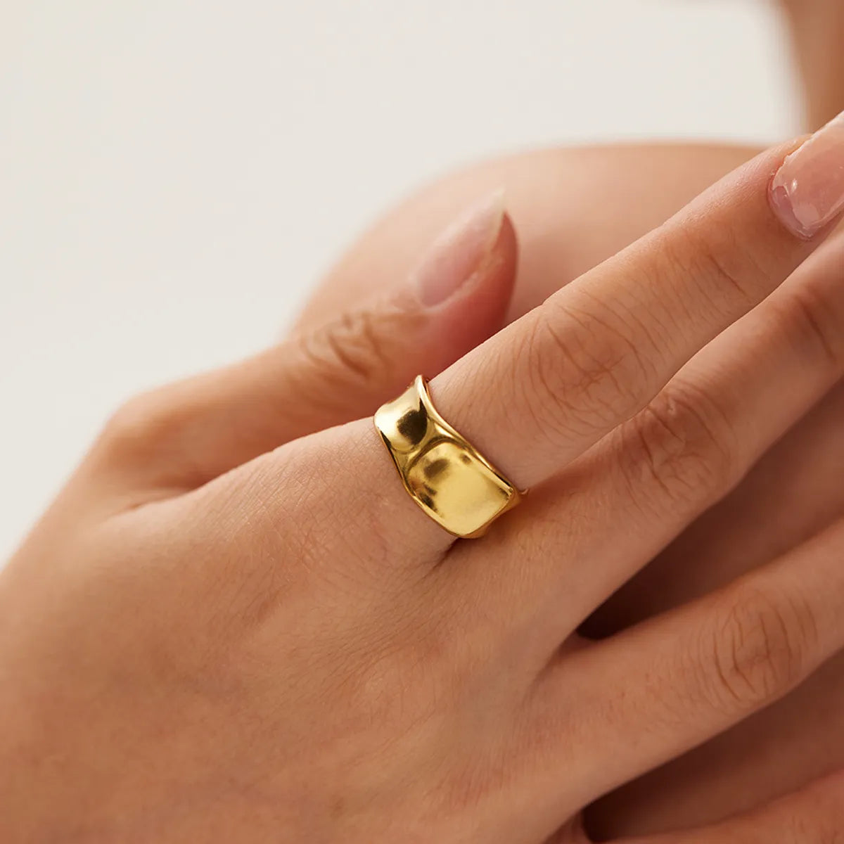 Bold Statement Ring-Casual Elegant Modern Style Geometric Stainless Steel Plating 18k Gold Plated Open Rings