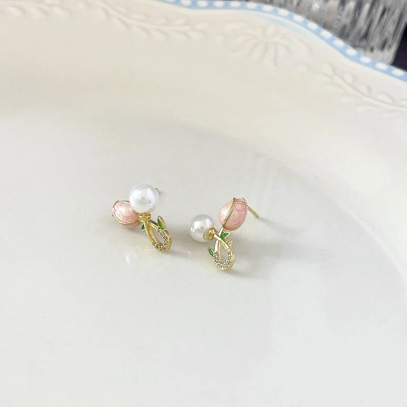 1# Silver Needle-Golden Pearl Tulip (Real Gold Plating)