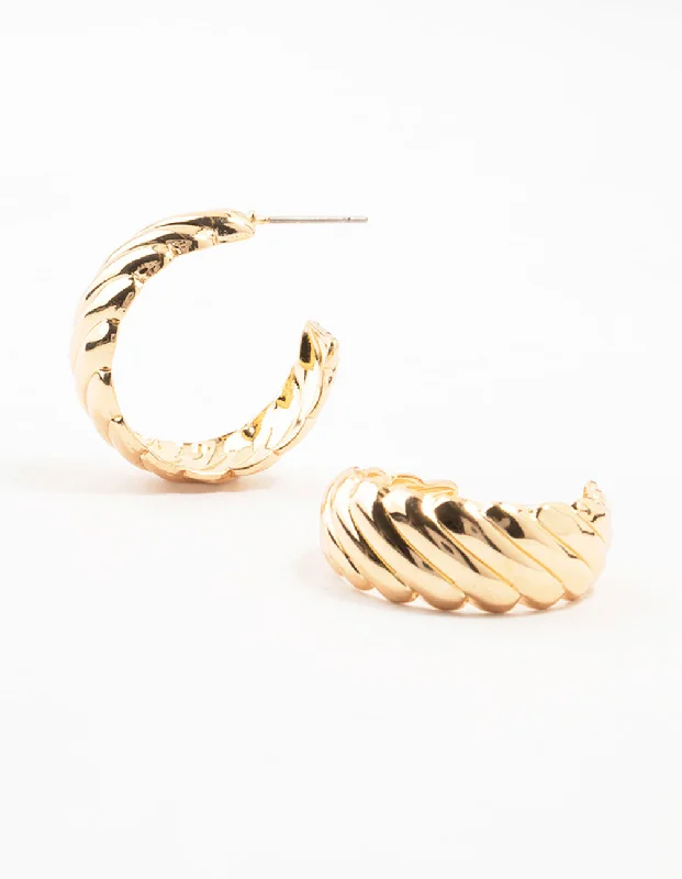 Silver Chain Drop Earrings-Gold Teardrop Croissant Hoop Earrings