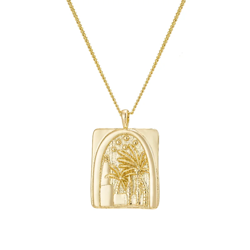 Silver Heart Necklace-Palm Tree Oasis Necklace