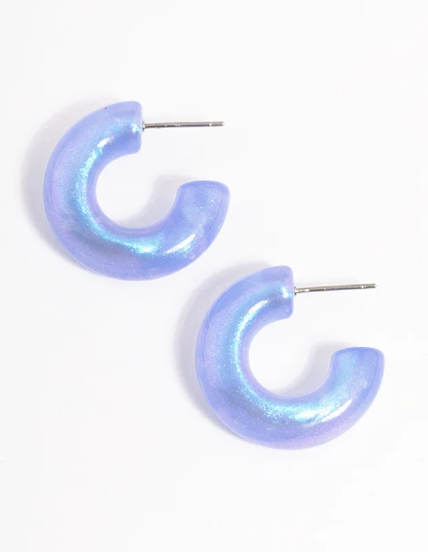 Custom Birthstone Earrings-Acrylic Chubby Shiny Hoop Earrings