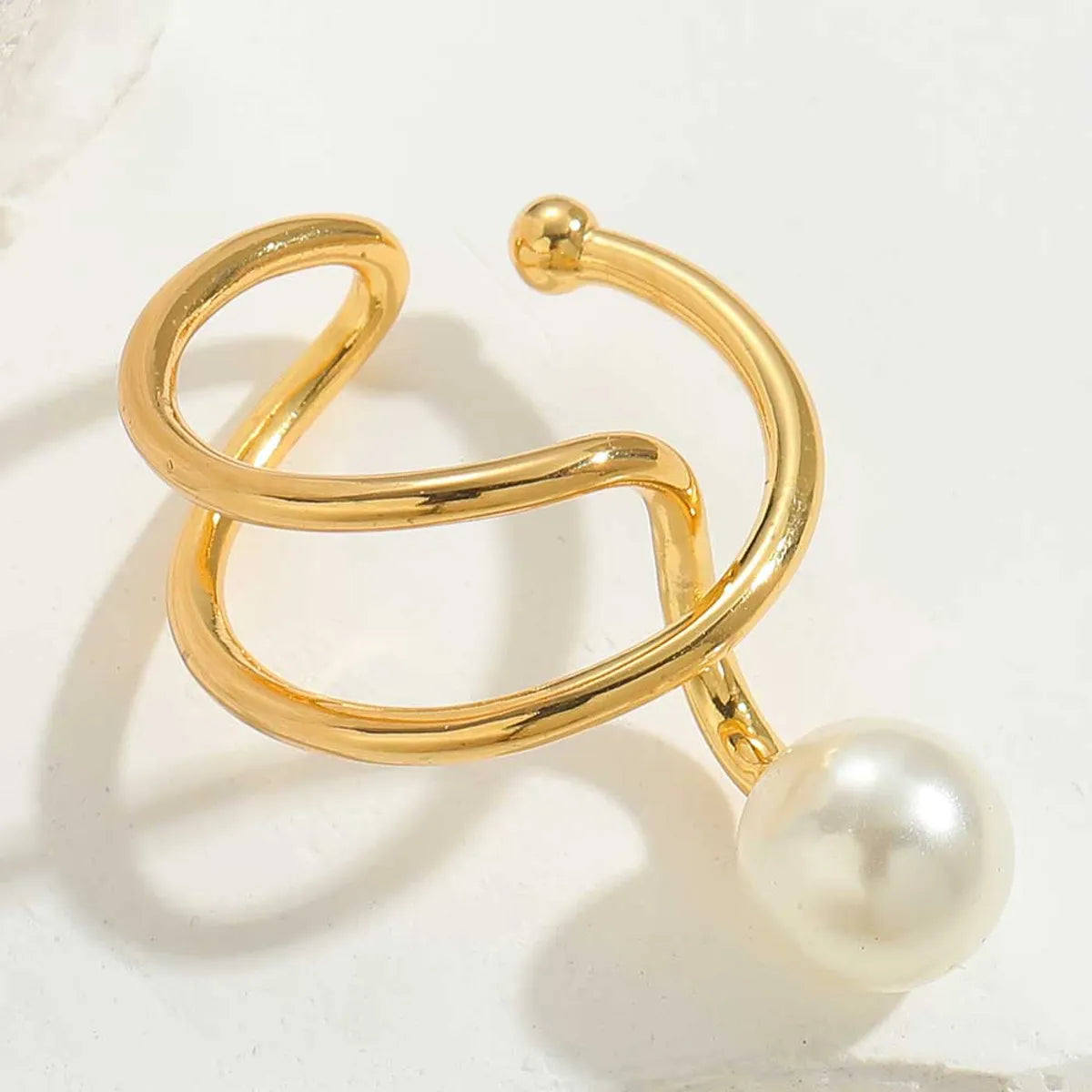 Gold Wedding Band Set with Diamonds-1 Pair Vintage Style Simple Style Geometric Copper Pearl 14k Gold Plated Ear Cuffs