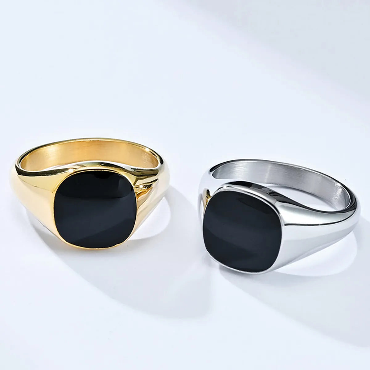 Customizable Engagement Ring-Simple Style Square Titanium Steel Polishing Enamel Rings 1 Piece