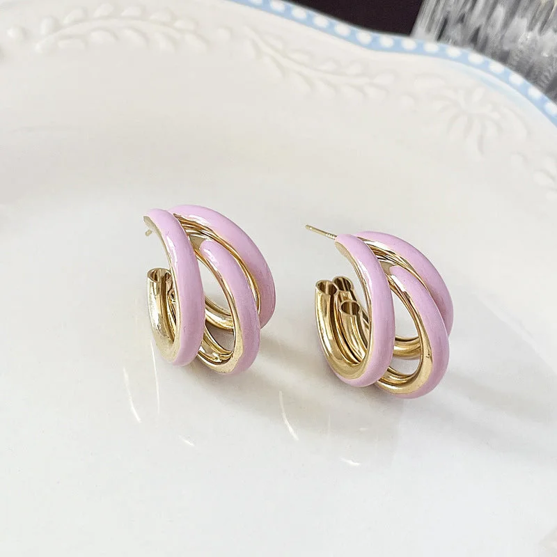 6# Silver Needle-Pink C- Shaped Multilayer (Real Gold Plating)