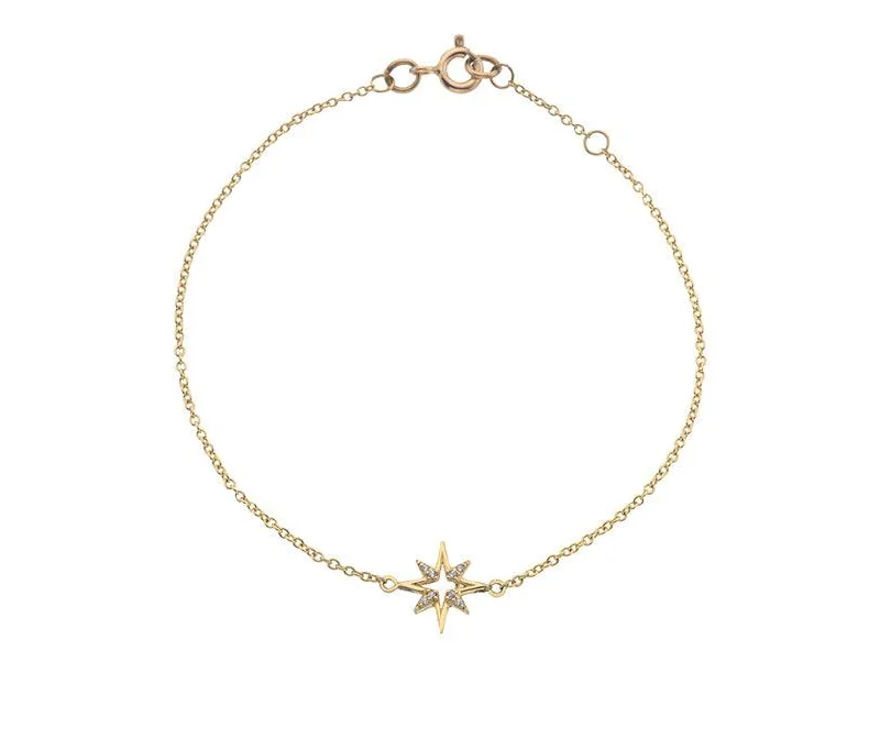 Elegant Diamond Bracelet-9ct Yellow Gold Cubic Zirconia Starburst Bracelet