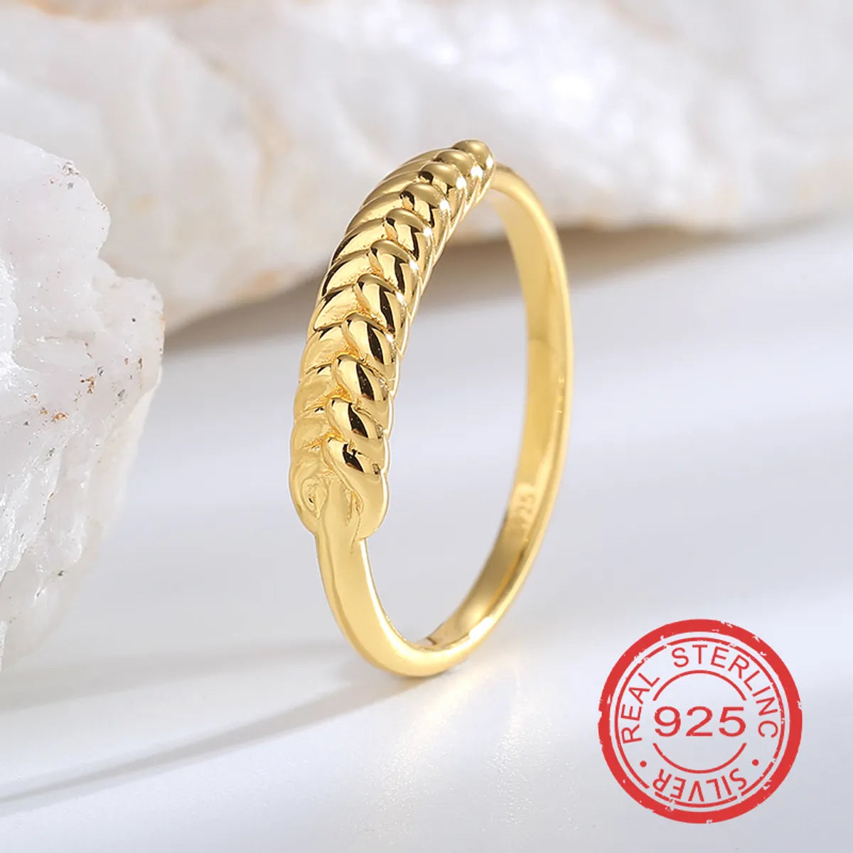 Classic Gold Wedding Ring-Sterling Silver Simple Style Twist Rings