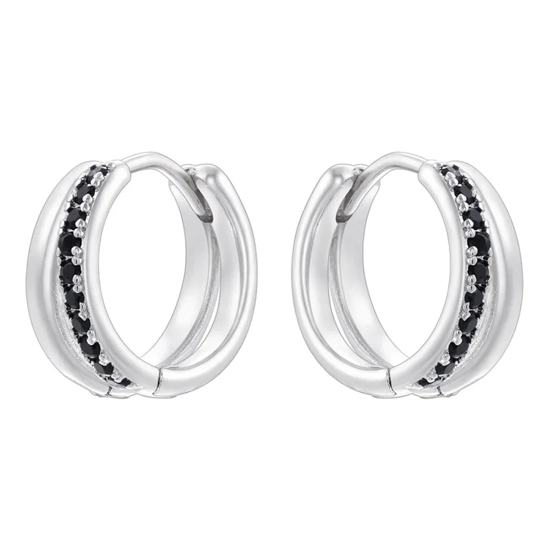 White Gold Color Black Diamond 1 Pair