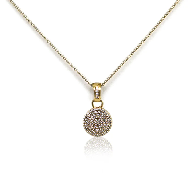 Moonstone Necklace-GOLD PAVE DISC NECKLACE