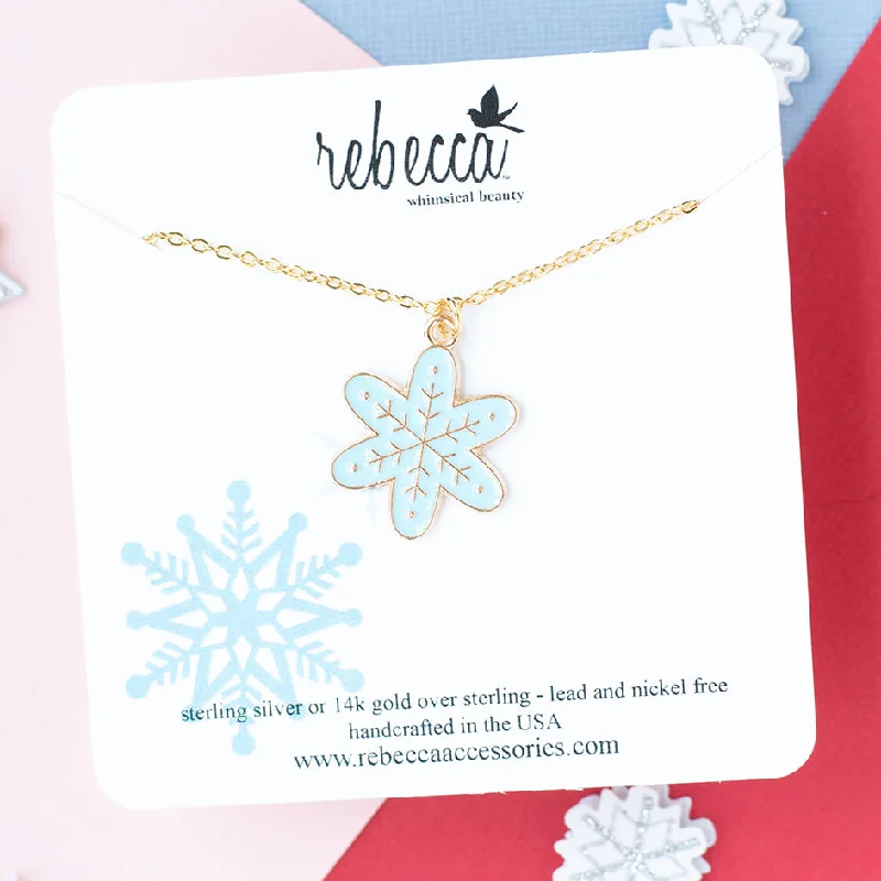 Gold Infinity Necklace-Blue Snowflake Enamel Charm Necklace Children's Christmas