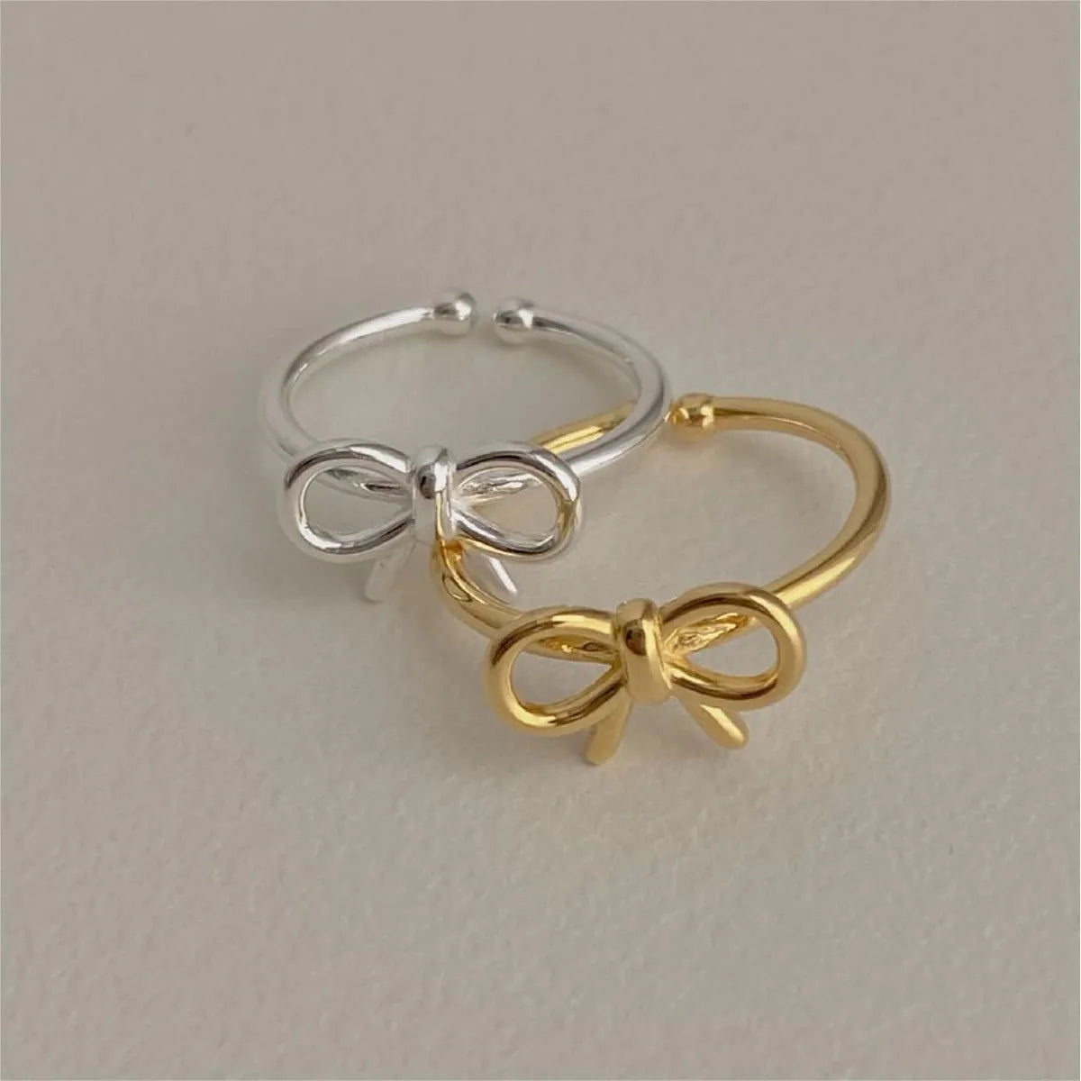 Custom Gold Engagement Ring Set-Simple Style Bow Knot Sterling Silver Plating Gold Plated Rings