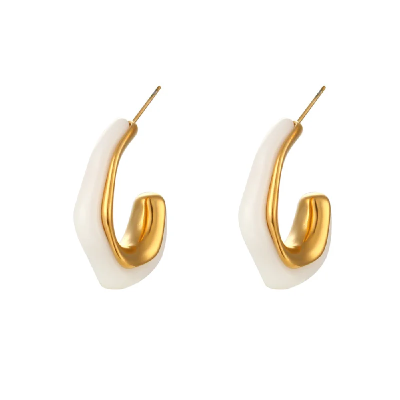 Open C- Shaped Acrylic Earrings-White