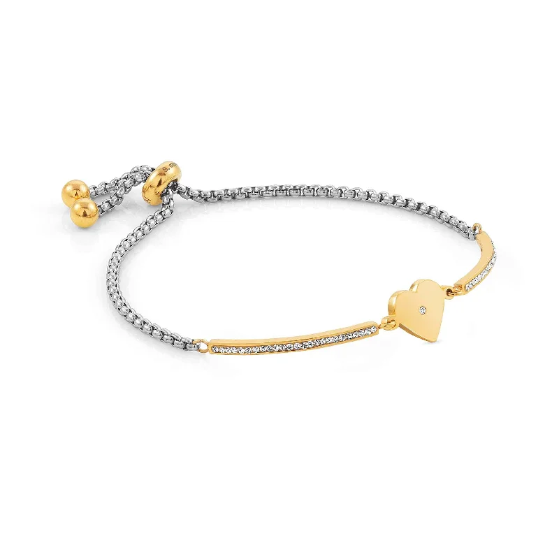 Designer Beaded Bracelet-Nomination Milleluci Golden Heart Bracelet with Cubic Zirconia