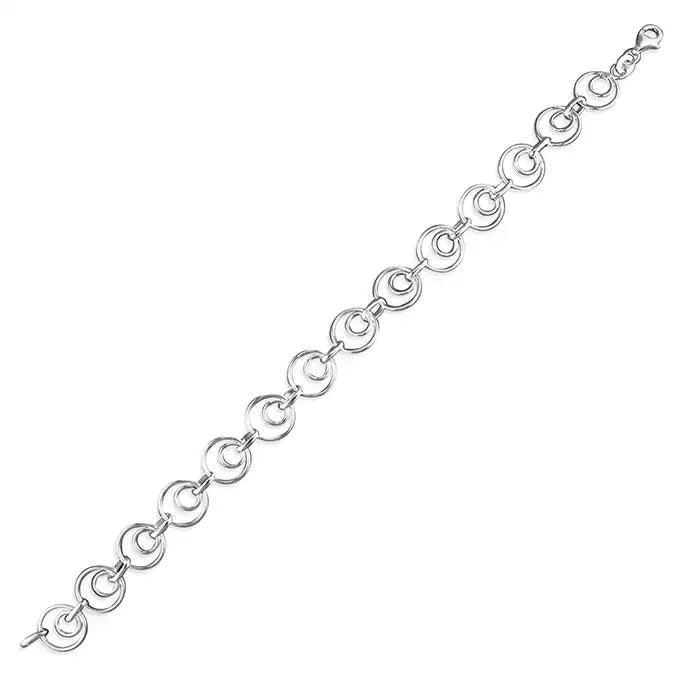 Diamond Tennis Bracelet for Brides-Sterling Silver Double Circles Bracelet