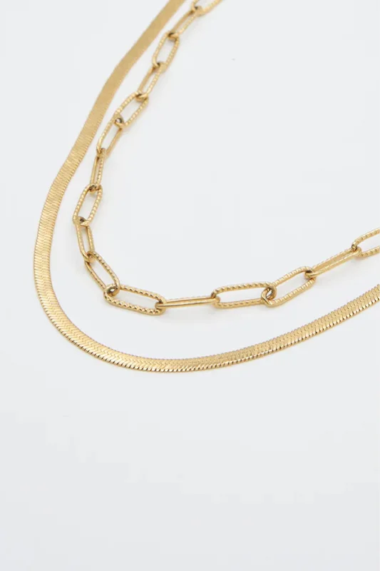 Custom Gold Necklace-Herringbone Layered Necklace