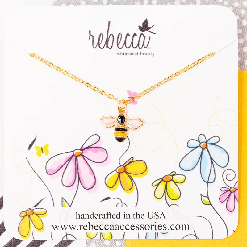 Crystal Pendant for Necklace-Bumble Bee Enamel Charm Necklace