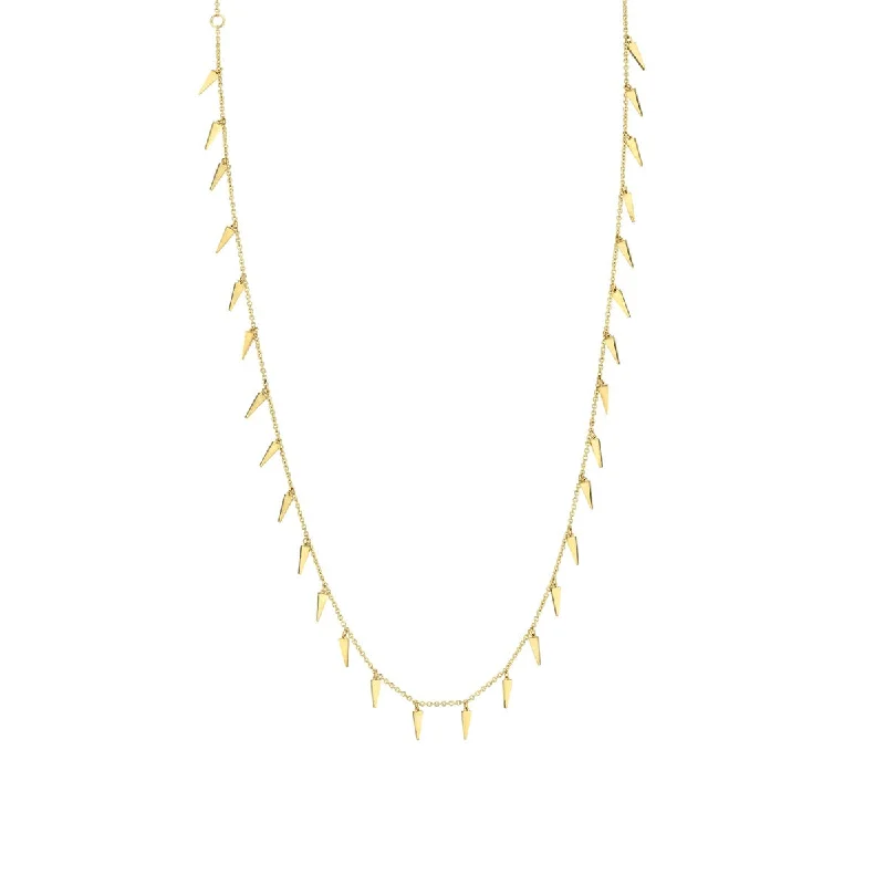 Wedding Necklace for Bride-Pure Gold Multi Fringe Necklace