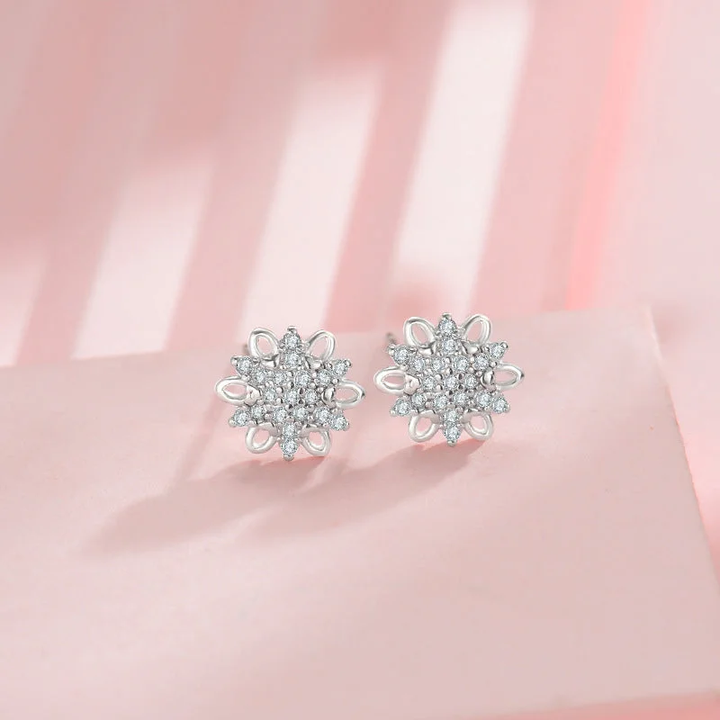 White Gold Color Stud Earrings Type B