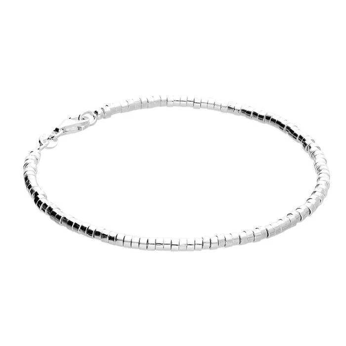 Simple Silver Chain Bracelet-Sterling Silver Small Barrels Bracelet