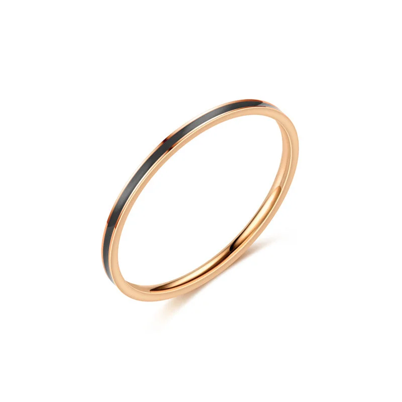 1mm Drip Ring-Rose Gold Black Oil