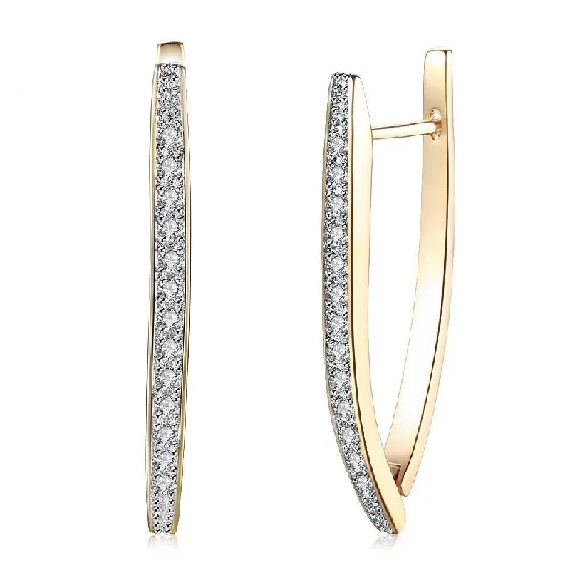 Premium Silver Earrings-Triangle Hoop Earrings with Cubic Zirconia