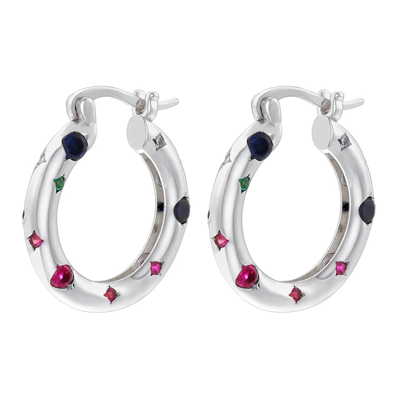 White Gold Color Colorful Crystals 1 Pair