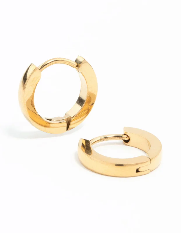 Eco-Friendly Hoop Earrings-Waterproof Gold Plated Stainless Steel Thin Clicker Earrings