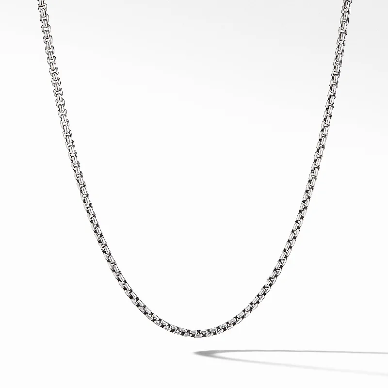 Geometric Gold Necklace-Box Chain Necklace in Sterling Silver\, 2.7mm