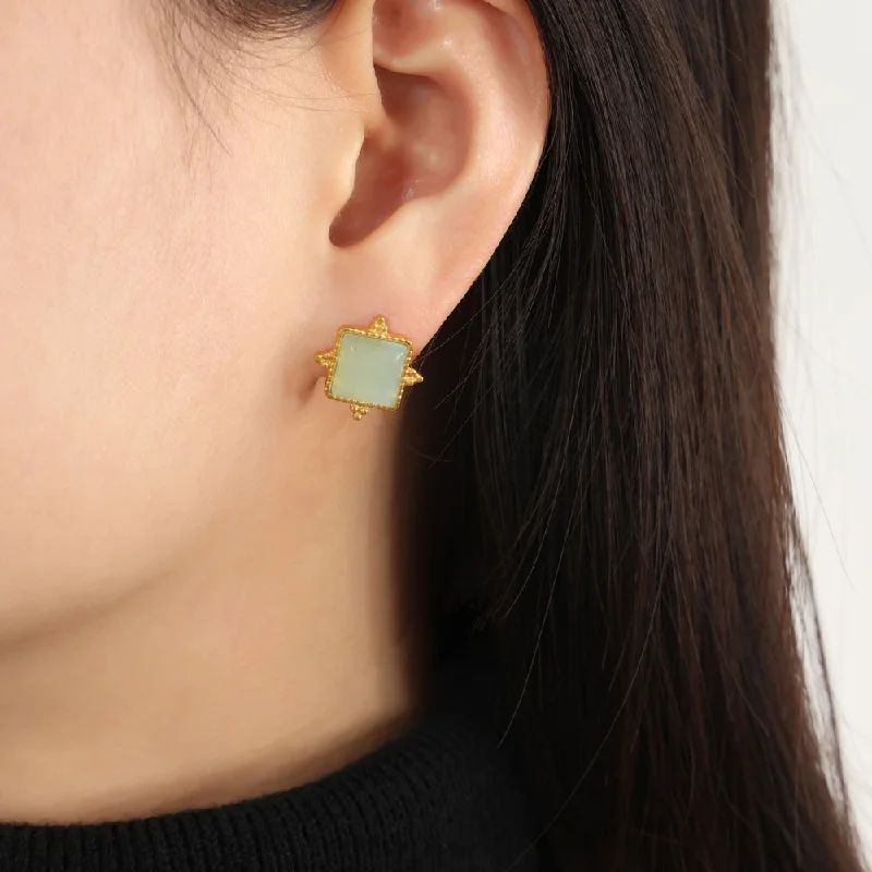 Gold Bluestone Earrings