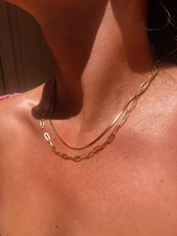 Simple Gold Pendant Necklace-The Eden Chain Set