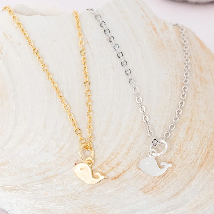 White Gold Necklace-Whale Charm Necklace