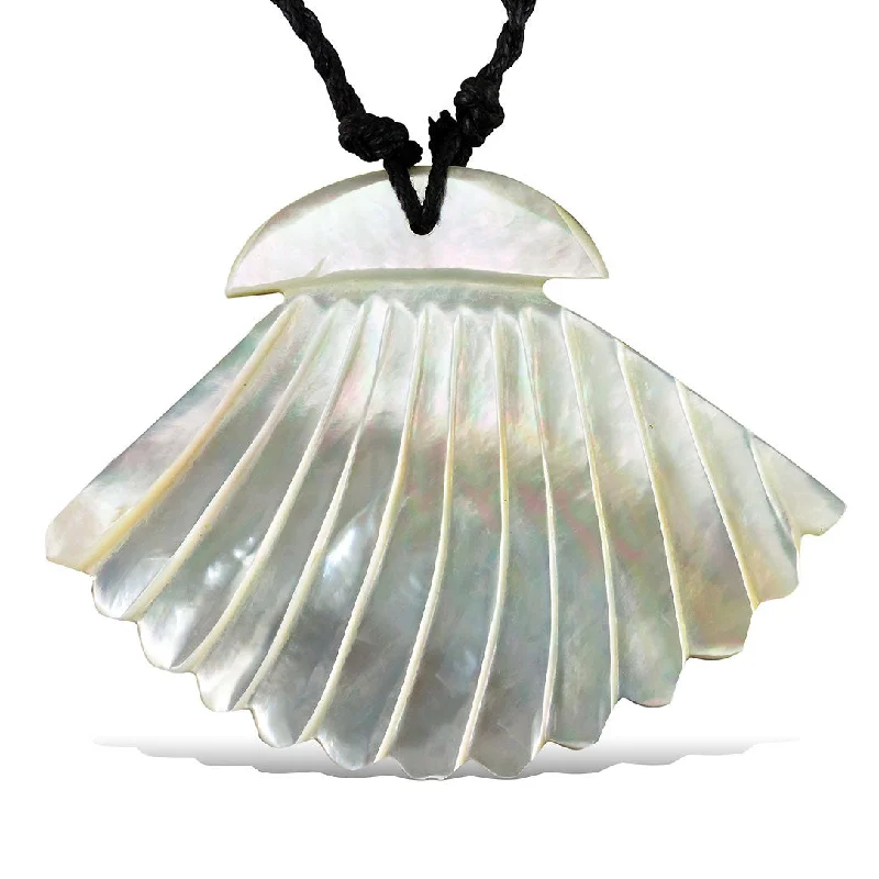 Minimalist Silver Necklace-Ocean Fan Shell Pendant