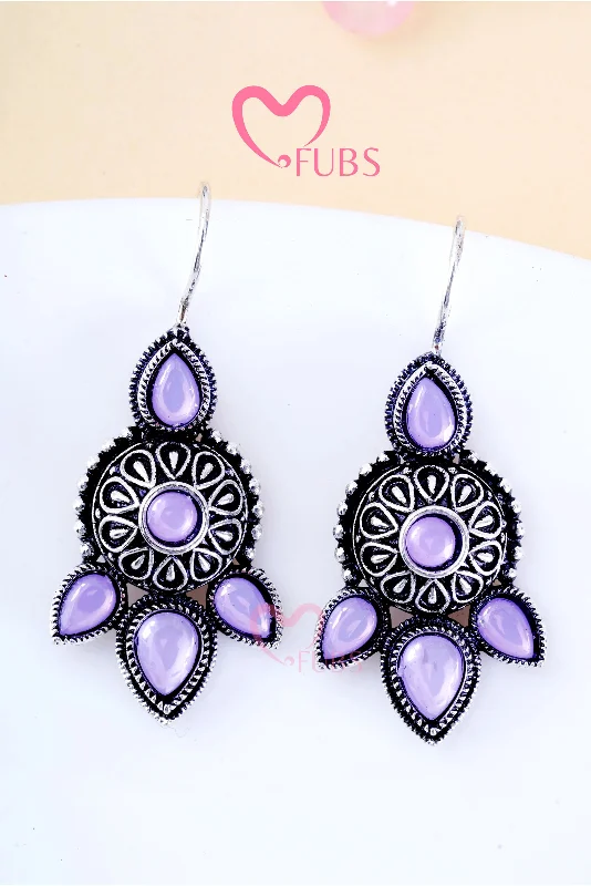 Retro Hoop Earrings-Violet Phool Elegance Oxidized Earrings