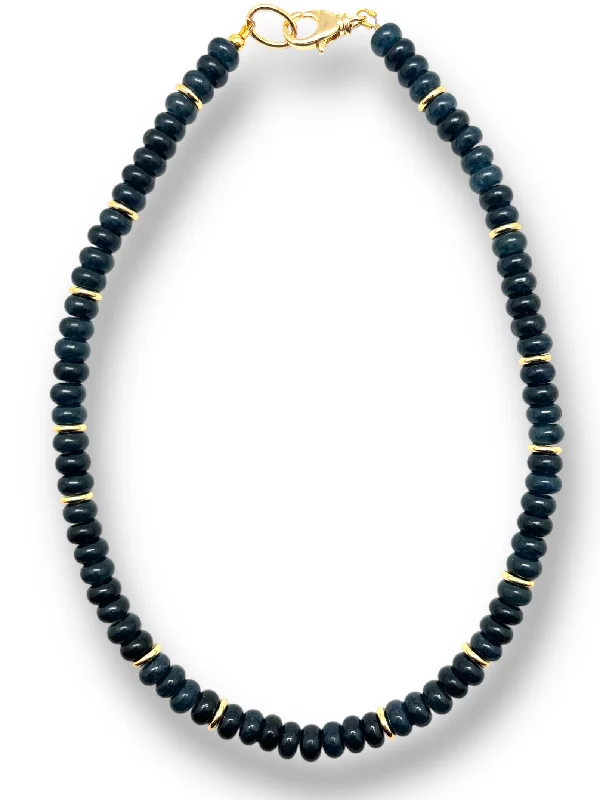 Simple Choker Necklace-Navy Jade Necklace