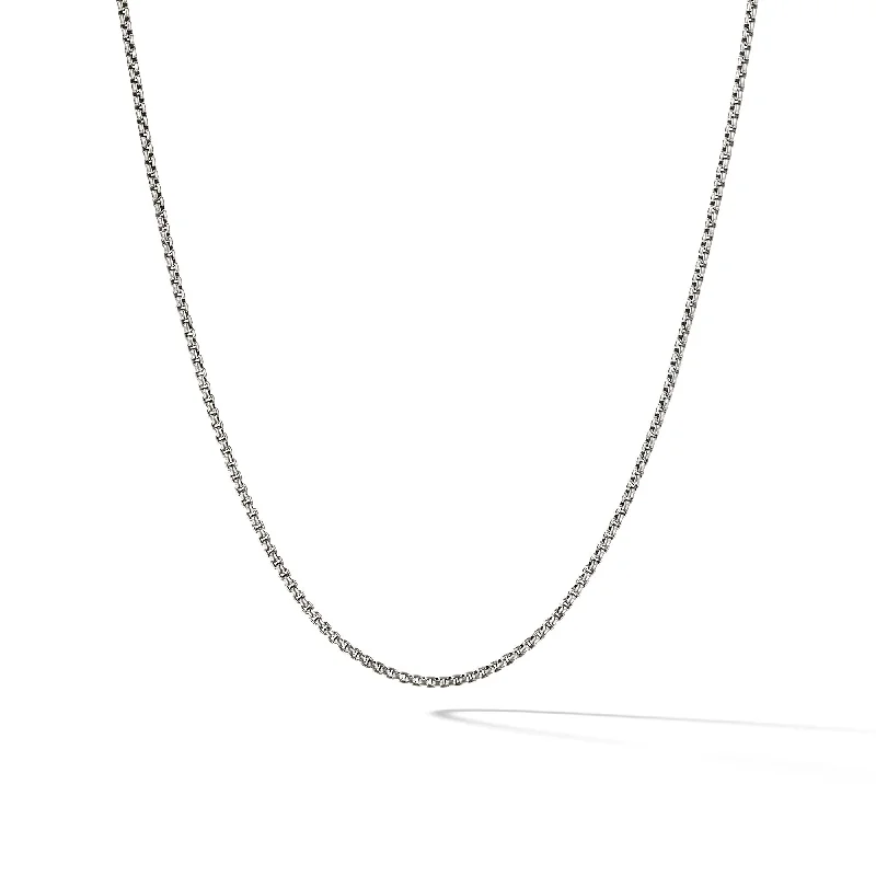 Handmade Pearl Necklace-Box Chain Necklace in Sterling Silver with 14K Yellow Gold Accent\, 1.7mm