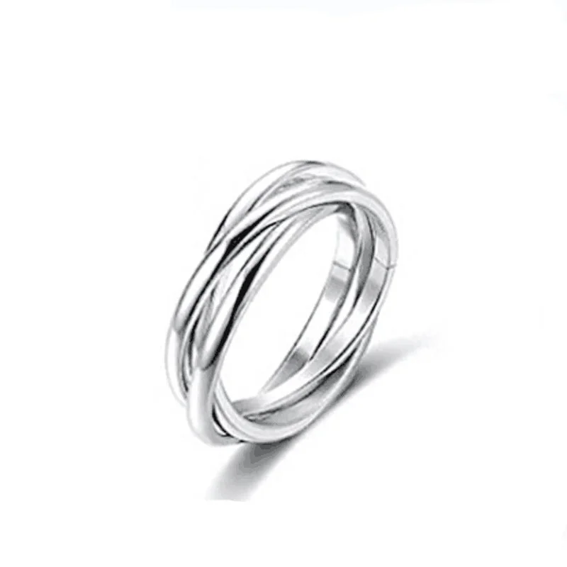 6mm-Three Rings Silver