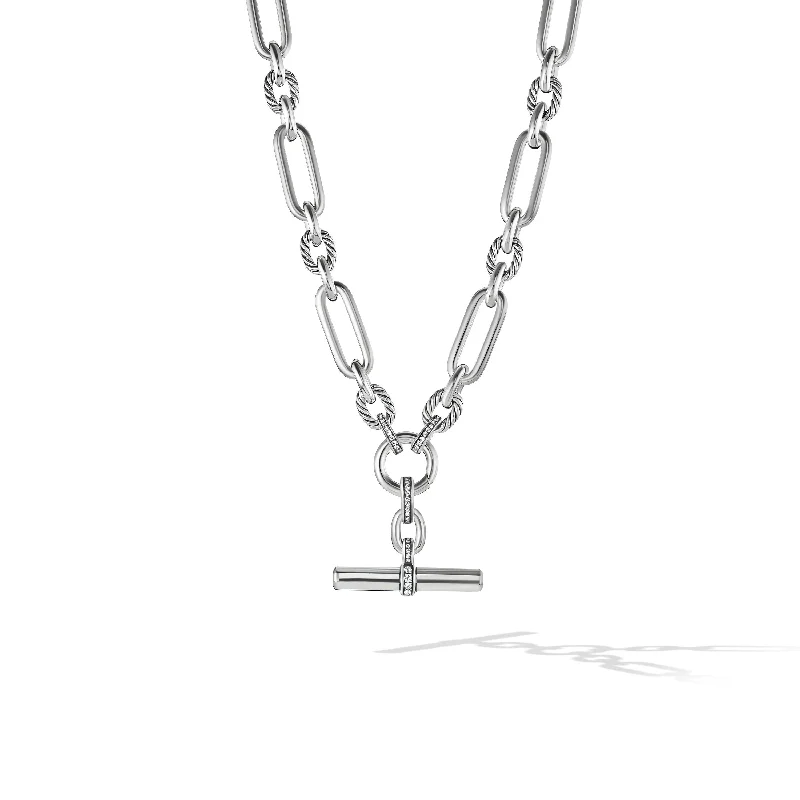 Dainty Gold Pendant Necklace-Lexington Chain Necklace in Sterling Silver with Diamonds\, 9.8mm