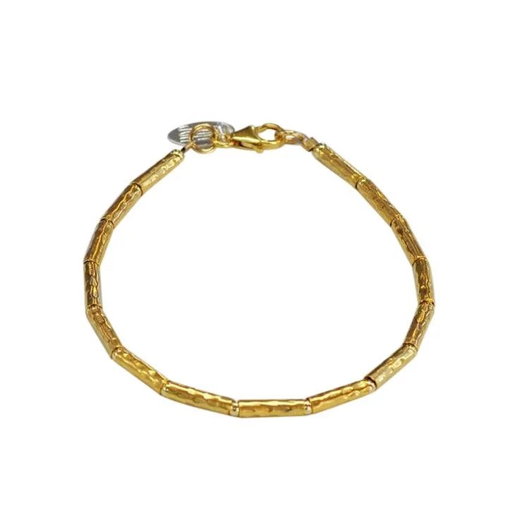 Gemstone and Gold Bracelet-Gold Tube Bracelet