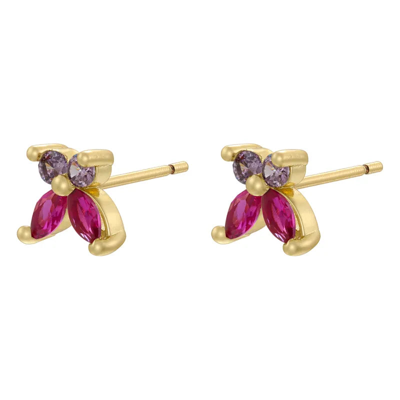 Gold Rose Red Purple Diamond Butterfly 1 Pair