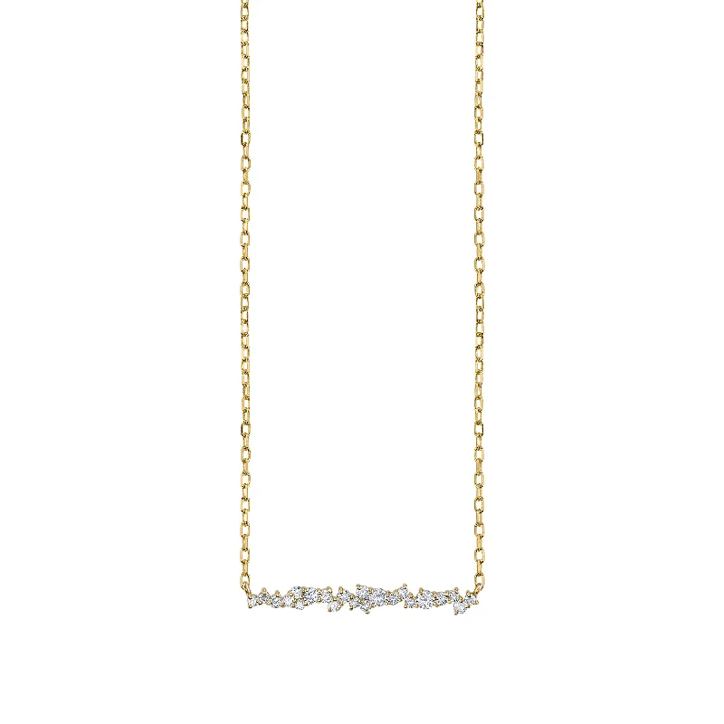 Silver Pendant with Diamonds-Gold & Diamond Small Cocktail Bar Necklace