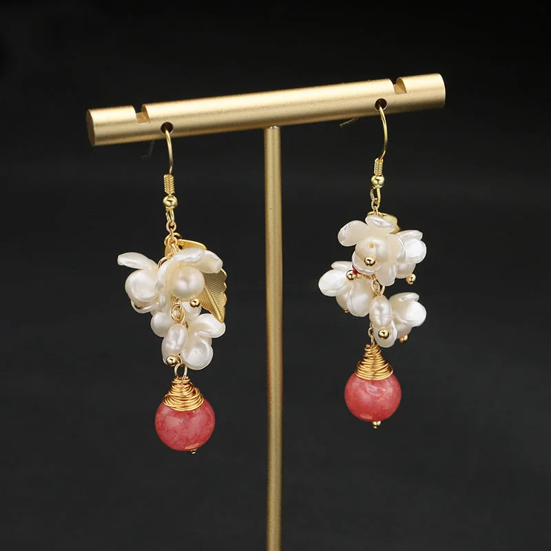 Watermelon Red Flower Earrings