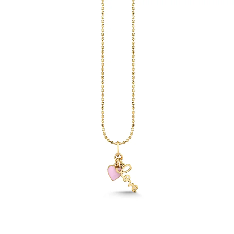 Sterling Silver Necklace-Gold Love & Heart Charm Necklace